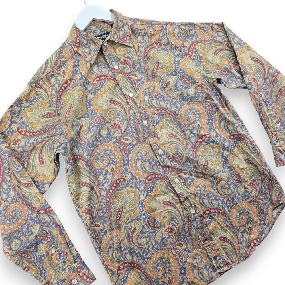 Roundtree & Yorke Paisley Pocket Shirt Mens S Multicolor L/S Cotton Button Front